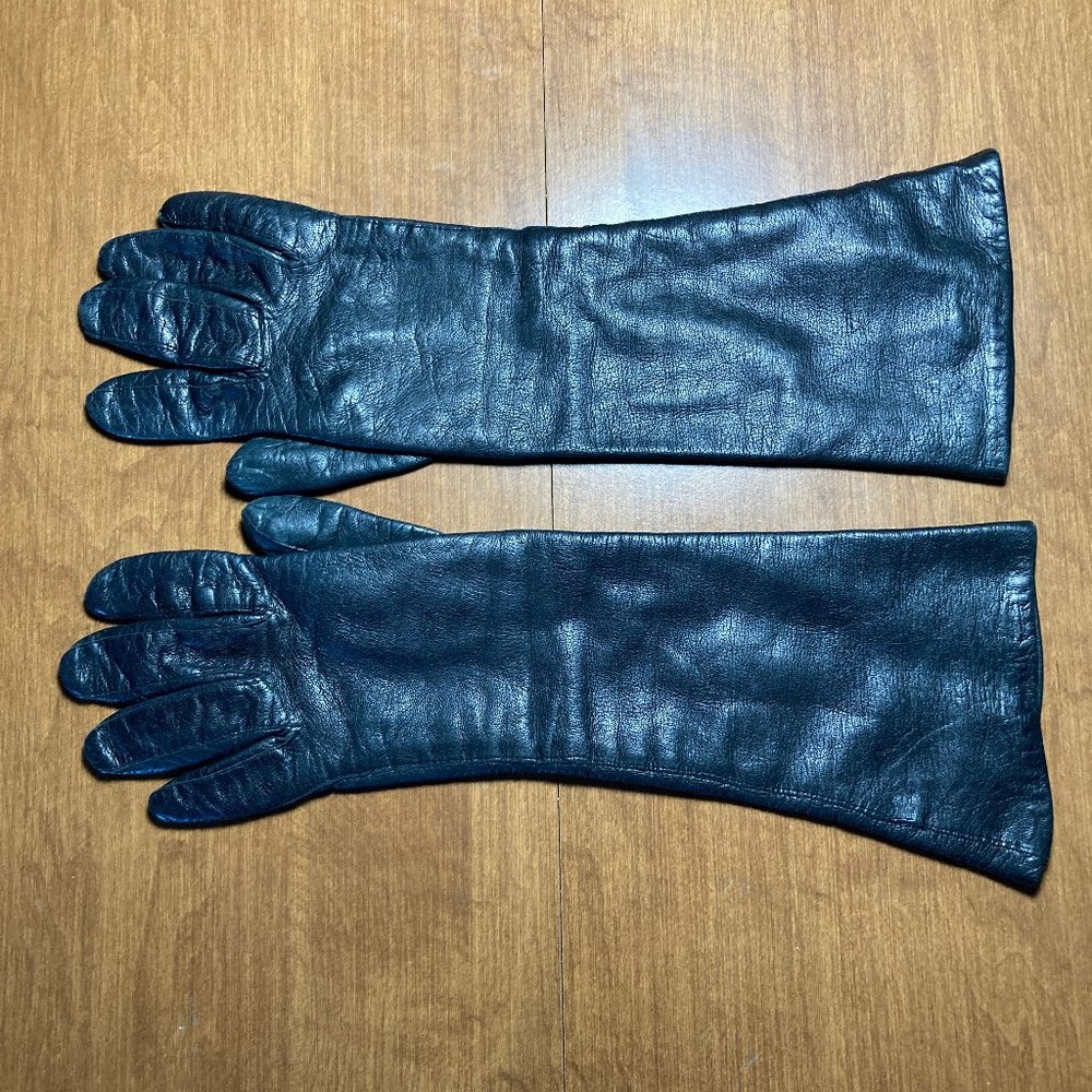 Vintage Elbow Length Lined Leather Gloves